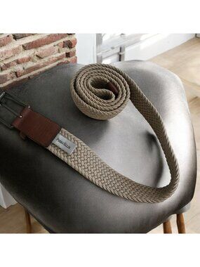 PERRY ELLIS Men's Beige Braided Woven Belt Size 38